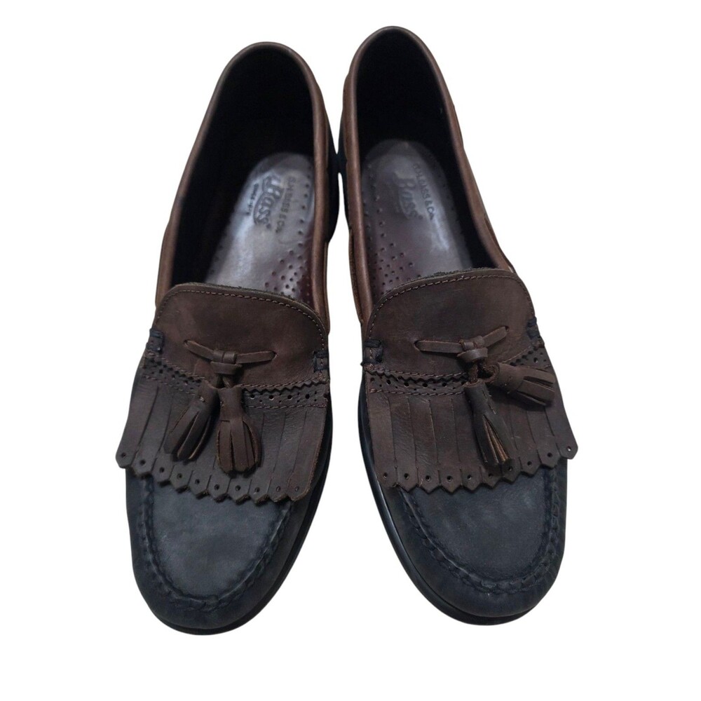 GH Bass Men's 8M Brown Black Leather Tassel Kilt Loafers Casual Shoes Dress S2